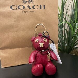 Coach Bear Bag Charm Dark Ruby Red -NWT